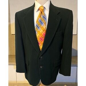 VTG Stafford Blazer Mens Sz 44S Dark Green Camel Hair Jacket Sport Coat Jacket